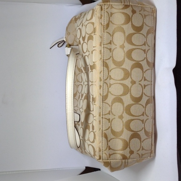 COACH Signature Khaki Jacquard Tote Handbag - Picture 2 of 13